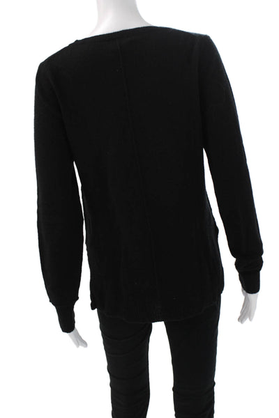 Aqua Cashmere Womens Pullover Sweater Black Cashmere Long Sleeve Size L