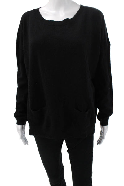 Aqua Cashmere Women Black 100% Cashmere Pullover Round Neck Size S