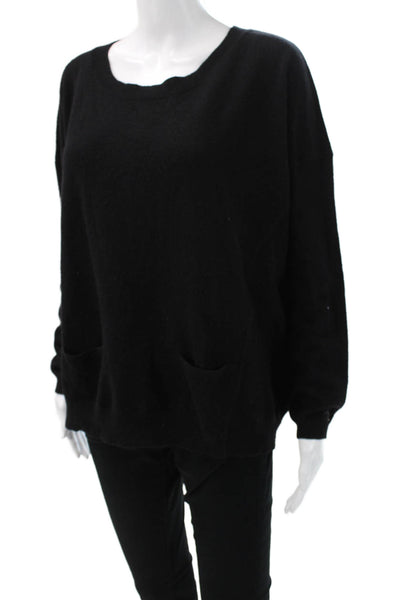 Aqua Cashmere Women Black 100% Cashmere Pullover Round Neck Size S