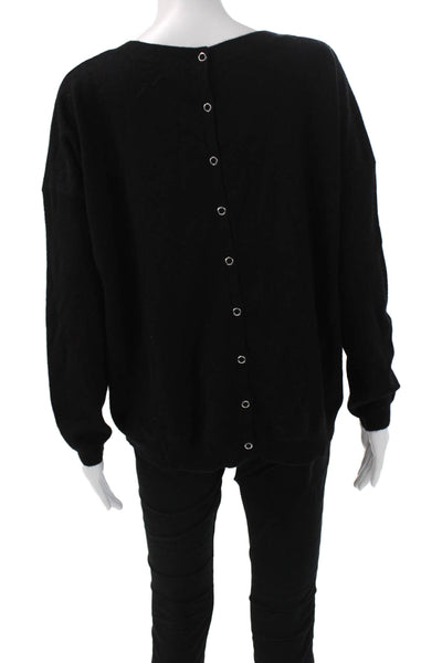Aqua Cashmere Women Black 100% Cashmere Pullover Round Neck Size S