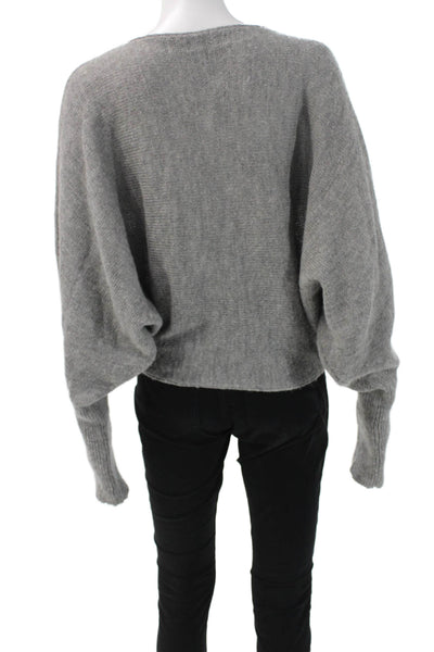 Love Women Pullover Sweater Gray V Neck Long Sleeve Mohair Acrylic Size S