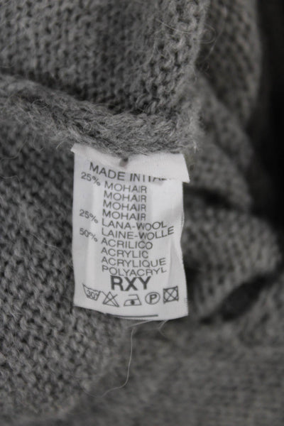 Love Women Pullover Sweater Gray V Neck Long Sleeve Mohair Acrylic Size S