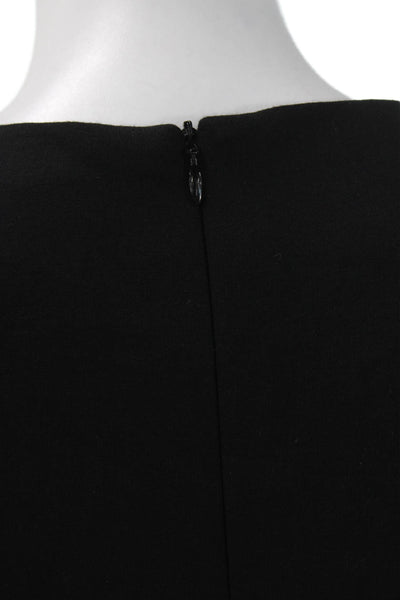 Peserico Women Shift Dress Black Cotton 3/4 Sleeve Round Neck Short Size S
