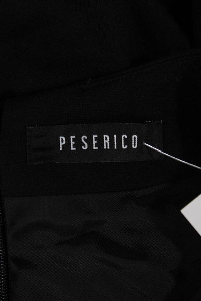 Peserico Women Shift Dress Black Cotton 3/4 Sleeve Round Neck Short Size S