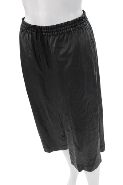 BCBG Max Azria Womens Cropped Pants Black Drawstring Polyurethane Size 2XS
