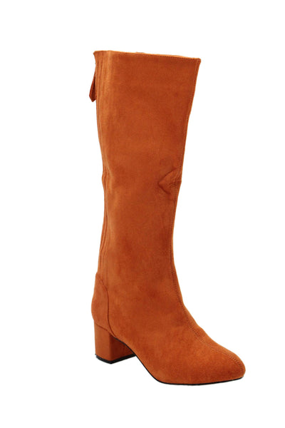 Aquazzura Womens Suede Knee High Zip Up Boots Orange Size 37 7