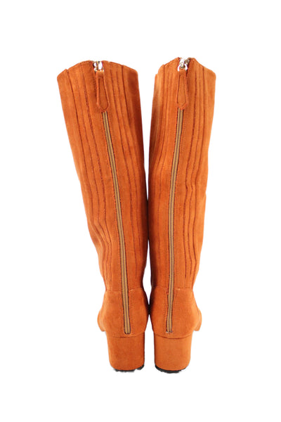 Aquazzura Womens Suede Knee High Zip Up Boots Orange Size 37 7