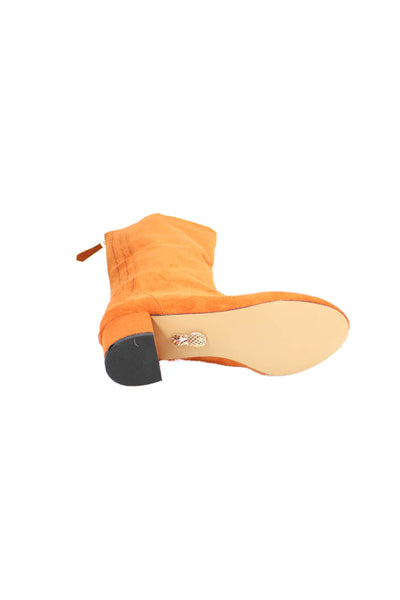 Aquazzura Womens Suede Knee High Zip Up Boots Orange Size 37 7