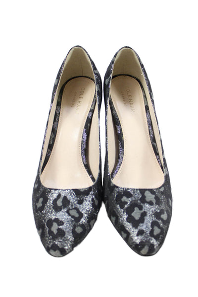 Cole Haan Grand.OS Womens Animal Print Pumps Silver Black Size 7 B