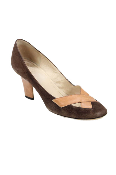 Givenchy Womens Suede Cross Strap Pumps Brown Beige Size 36.5 6.5