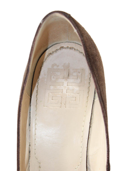 Givenchy Womens Suede Cross Strap Pumps Brown Beige Size 36.5 6.5