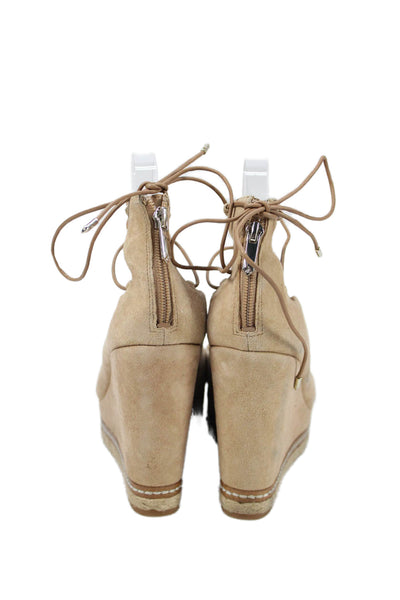 Sam Edelman Womens Suede Platform Harriet Wedge Sandals Beige Size 9.5 Medium