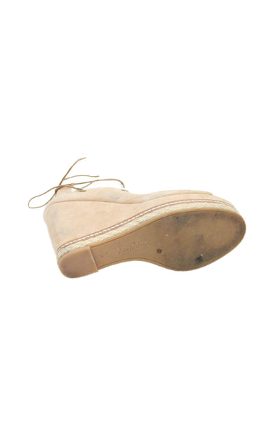Sam Edelman Womens Suede Platform Harriet Wedge Sandals Beige Size 9.5 Medium