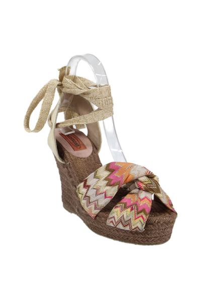 Missoni Orange Label Womens Chevron Striped Espadrilles Multi Colored Size 35 5