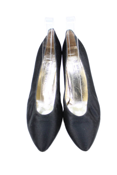 Bruno Magli Womens Satin Pointed Toe Slide On Pumps Black Size 9 Extra Narrow