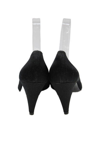 Bruno Magli Womens Satin Pointed Toe Slide On Pumps Black Size 9 Extra Narrow