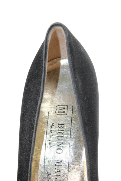 Bruno Magli Womens Satin Pointed Toe Slide On Pumps Black Size 9 Extra Narrow