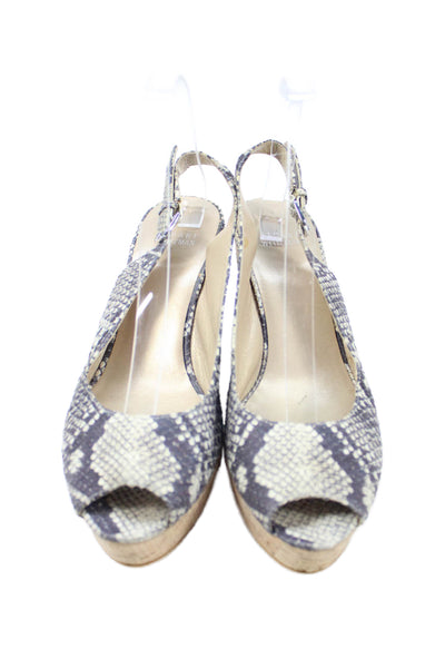 Stuart Weitzman Womens Snakeskin Print Wedges Beige Black Size 10 Medium
