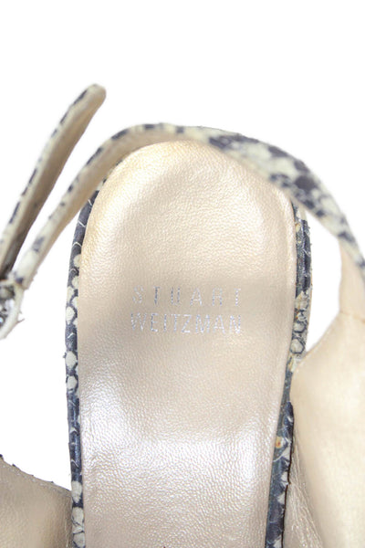Stuart Weitzman Womens Snakeskin Print Wedges Beige Black Size 10 Medium