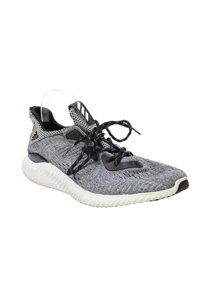 Adidas Mens Alpha Bounce Lace Up Running Sneakers Grey Black Size 10