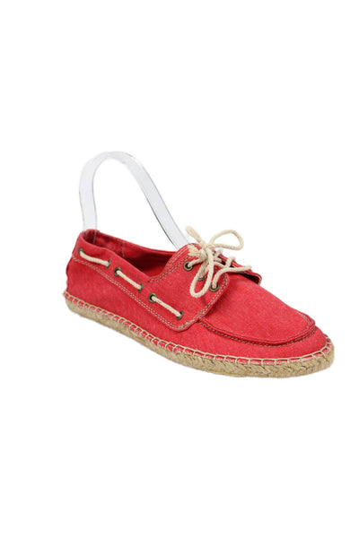 Splendid Womens Lace Up Espadrille Boat Shoes Red Size 8 Medium