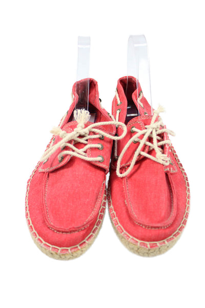 Splendid Womens Lace Up Espadrille Boat Shoes Red Size 8 Medium