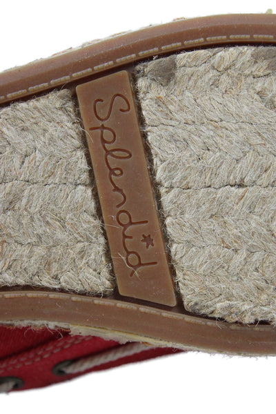 Splendid Womens Lace Up Espadrille Boat Shoes Red Size 8 Medium