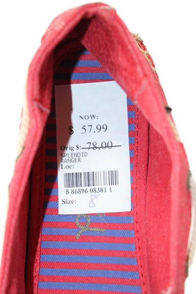 Splendid Womens Lace Up Espadrille Boat Shoes Red Size 8 Medium