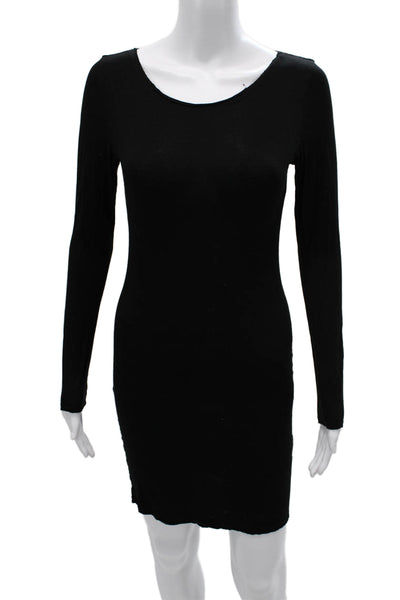 Alice + Olivia Women Black Bodycon Mini Dress Long Sleeve Round Neck Size XS
