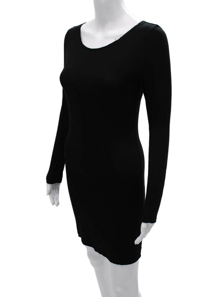 Alice + Olivia Women Black Bodycon Mini Dress Long Sleeve Round Neck Size XS