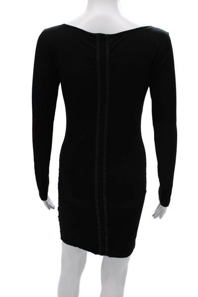 Alice + Olivia Women Black Bodycon Mini Dress Long Sleeve Round Neck Size XS