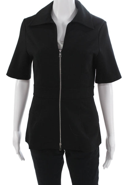 Aligne Womens Black Short Sleeve Collared Jacket Zip Size 4