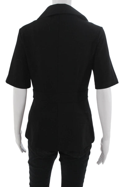 Aligne Womens Black Short Sleeve Collared Jacket Zip Size 4
