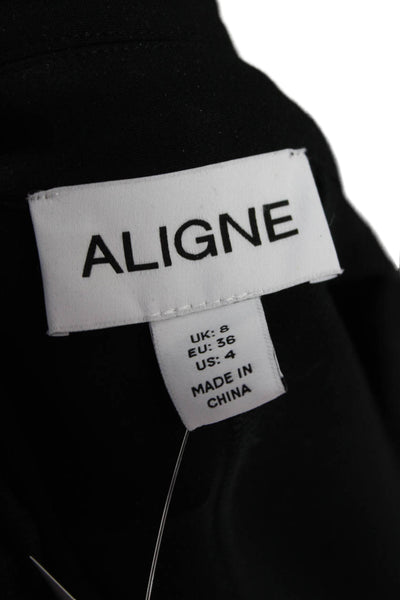 Aligne Womens Black Short Sleeve Collared Jacket Zip Size 4