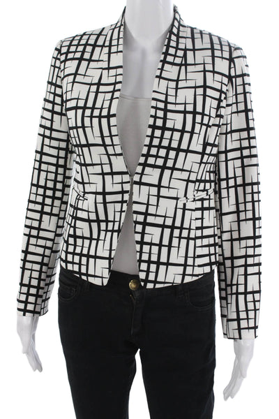 Tahari Levine Women Geometric Black Blazer Long Sleeve Polyester Size 0P