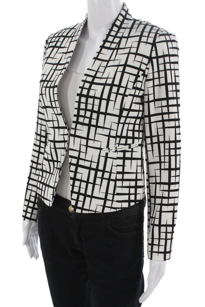 Tahari Levine Women Geometric Black Blazer Long Sleeve Polyester Size 0P