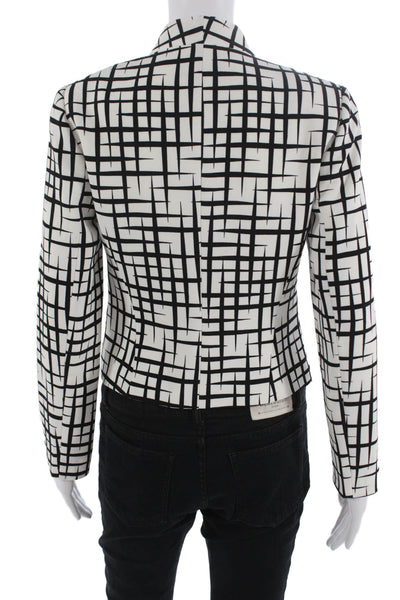 Tahari Levine Women Geometric Black Blazer Long Sleeve Polyester Size 0P