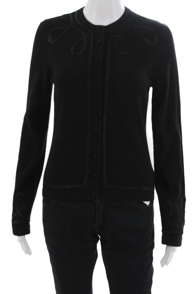 Emanuel Emanuel Ungaro Women Black Cashmere Cardigan Button Crew Neck Size S