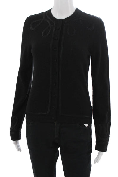 Emanuel Emanuel Ungaro Women Black Cashmere Cardigan Button Crew Neck Size S