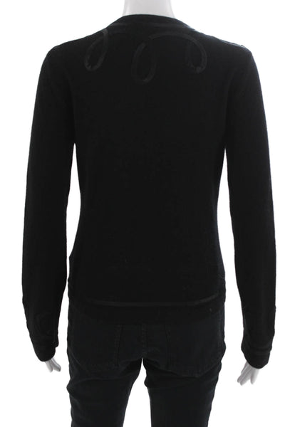 Emanuel Emanuel Ungaro Women Black Cashmere Cardigan Button Crew Neck Size S
