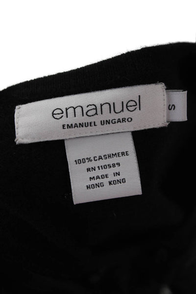 Emanuel Emanuel Ungaro Women Black Cashmere Cardigan Button Crew Neck Size S