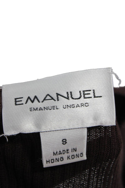 Emanuel Emanuel Ungaro Womens Striped Silk Short Sleeve T-Shirt Brown Size S