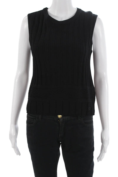 St. John Sport By Marie Gray Womens Wool Sleeveless Vest Crewneck Black Size 0P