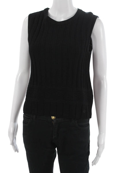 St. John Sport By Marie Gray Womens Wool Sleeveless Vest Crewneck Black Size 0P