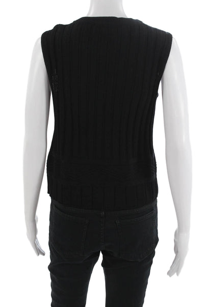 St. John Sport By Marie Gray Womens Wool Sleeveless Vest Crewneck Black Size 0P