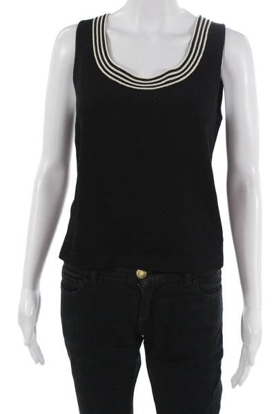 St. John Women Black Wool Basic Tank Round Neck Size 0P