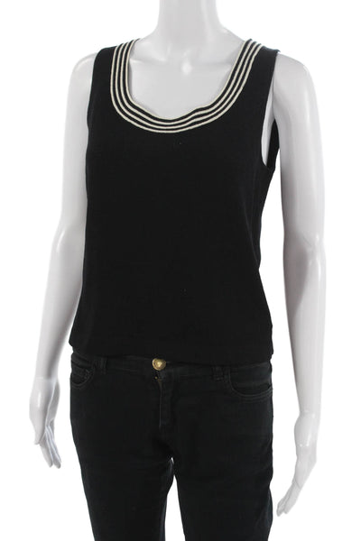 St. John Women Black Wool Basic Tank Round Neck Size 0P