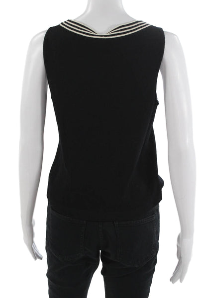 St. John Women Black Wool Basic Tank Round Neck Size 0P