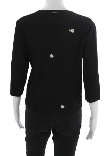 St. John Sport By Marie Gray Unisex Black Wool V-Neck Animal Pullover Size 0P