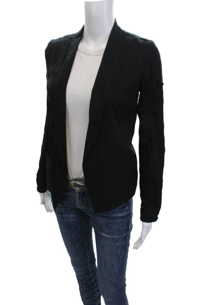 Franchi Women Black V-Neck Rayon Long Sleeve Classic Blazer Size XS
